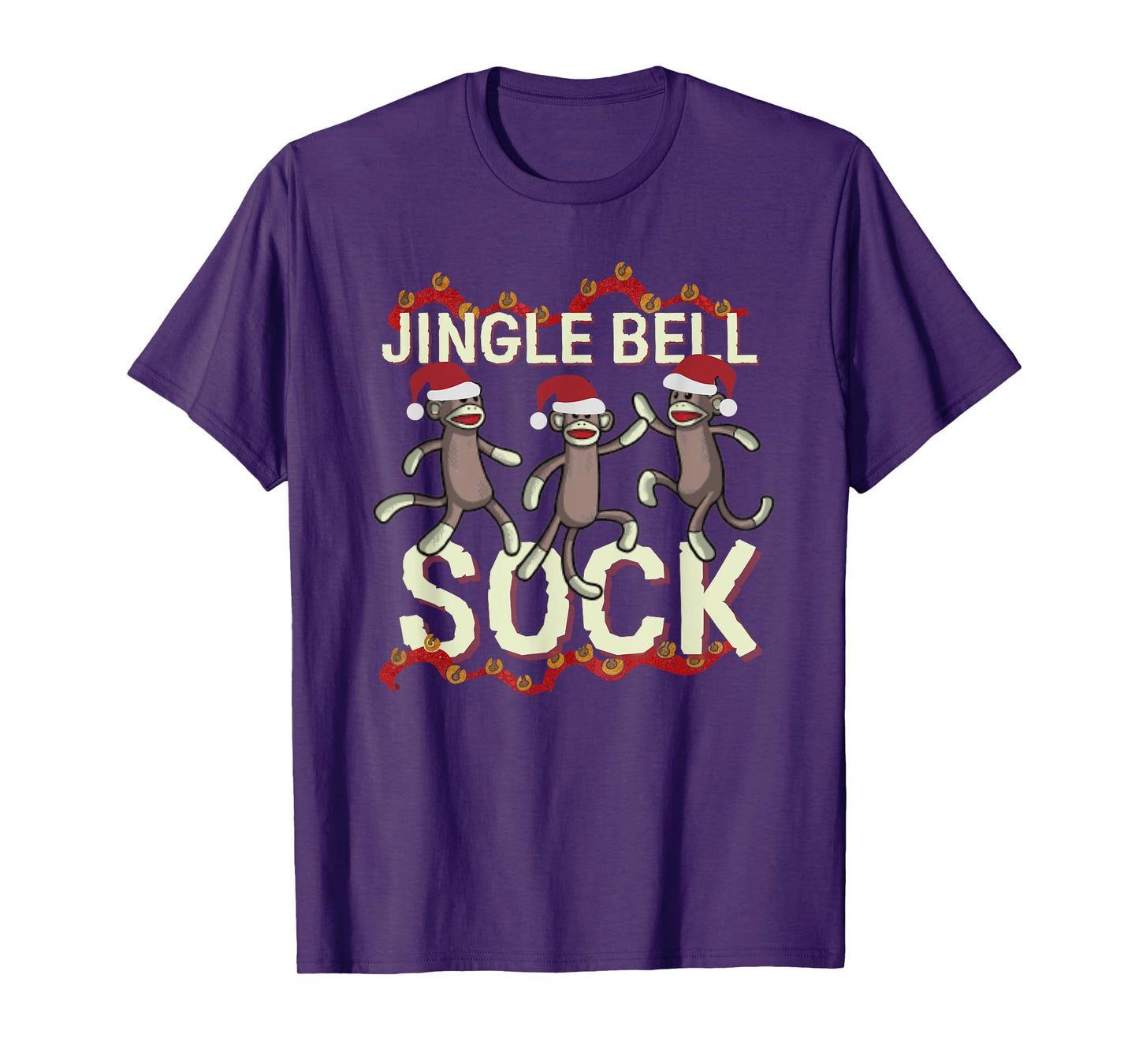 Jingle Bell Sock Funny Sock Monkey Christmas T-Shirt