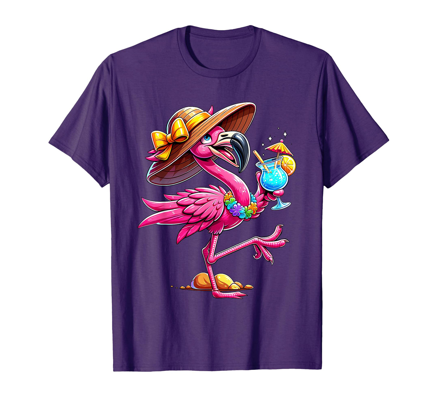 Funny Flamingo Hawaiian Summer Tropical Luau Women Girls Kid T-Shirt