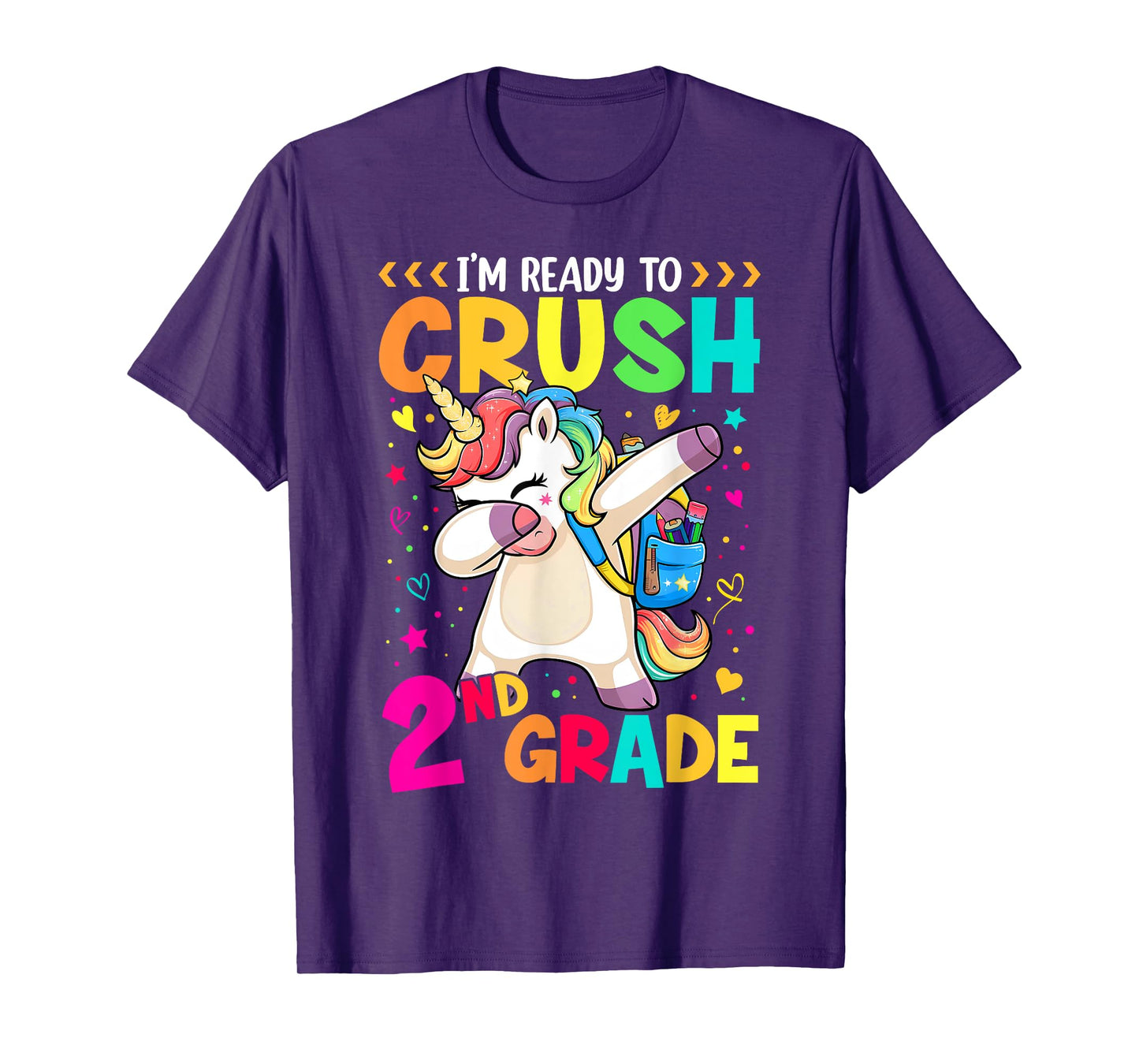 Crush 2nd Grade Dabbing Unicorn Back to School Girls Kids T-Shirt