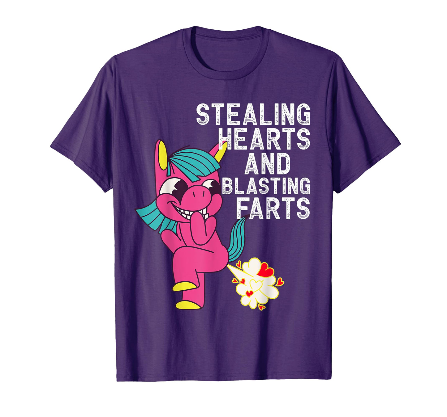Stealing Hearts and Blasting Farts Funny Unicorn T-Shirt