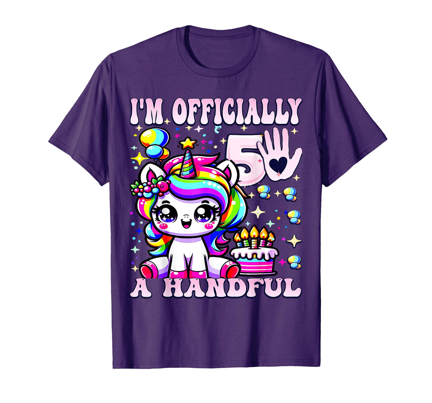 I'm Officially a Handful Birthday 5th Unicorn for girls T-Shirt