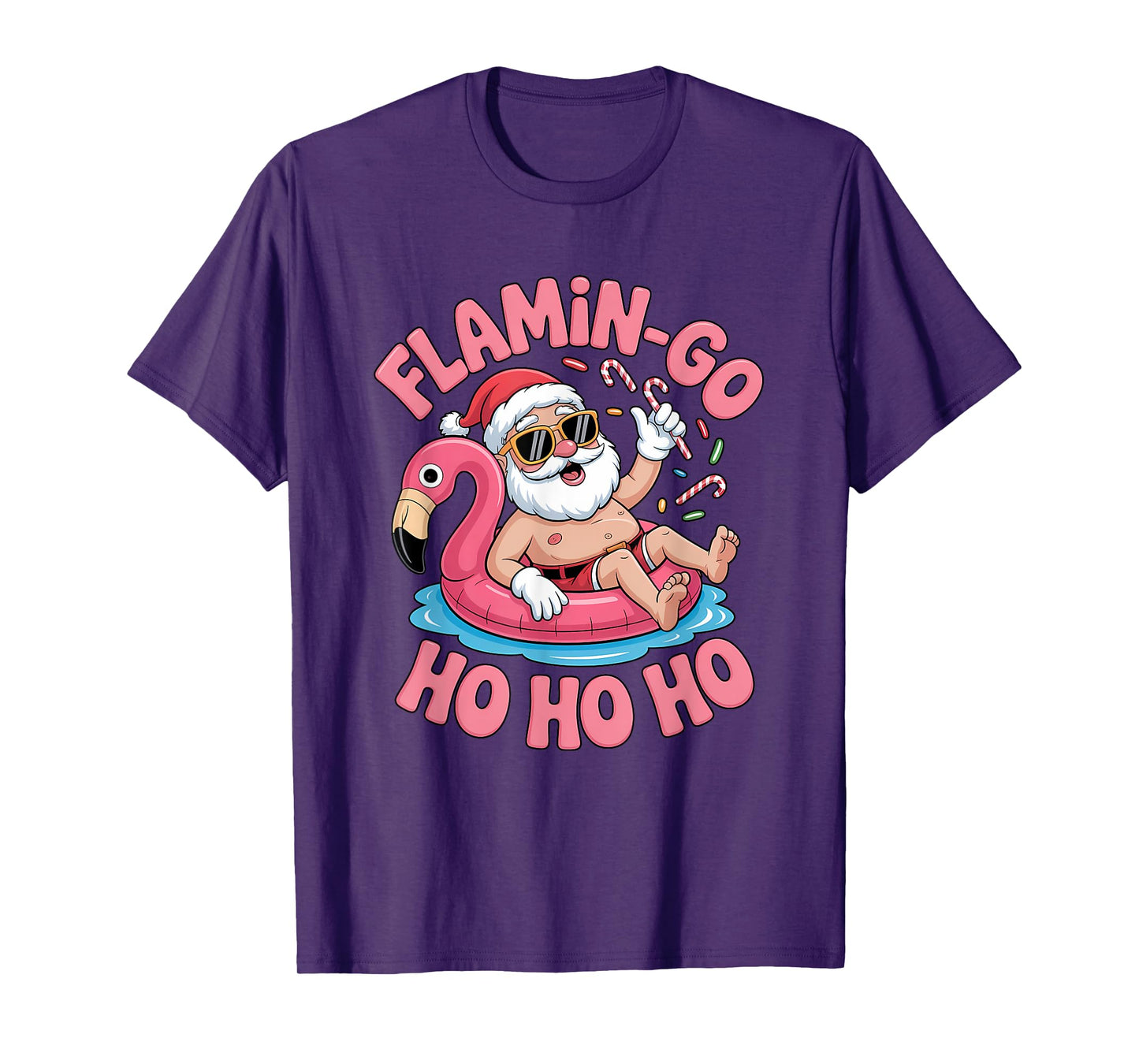 Christmas in July Flamingo Float Summer Santa Christmas T-Shirt