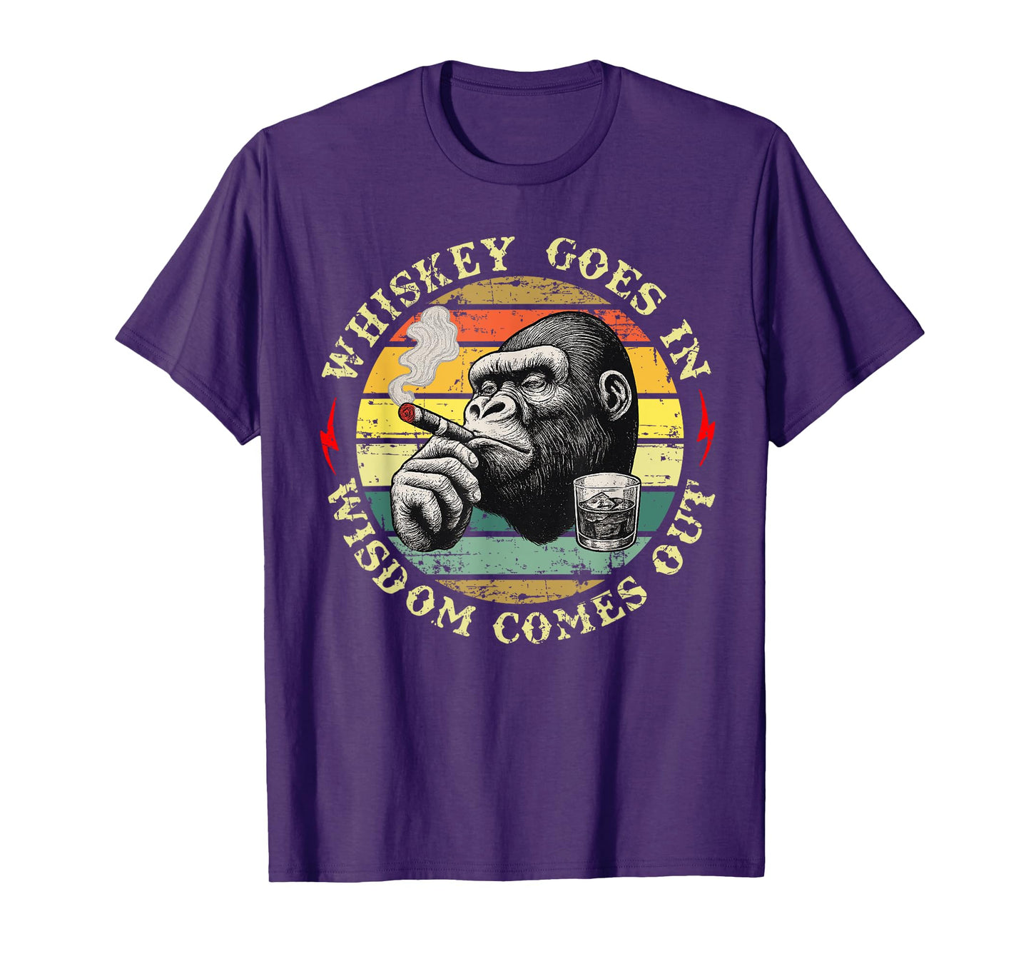 Vintage Whiskey Goes in Wisdom Comes Out Funny Monkey T-Shirt