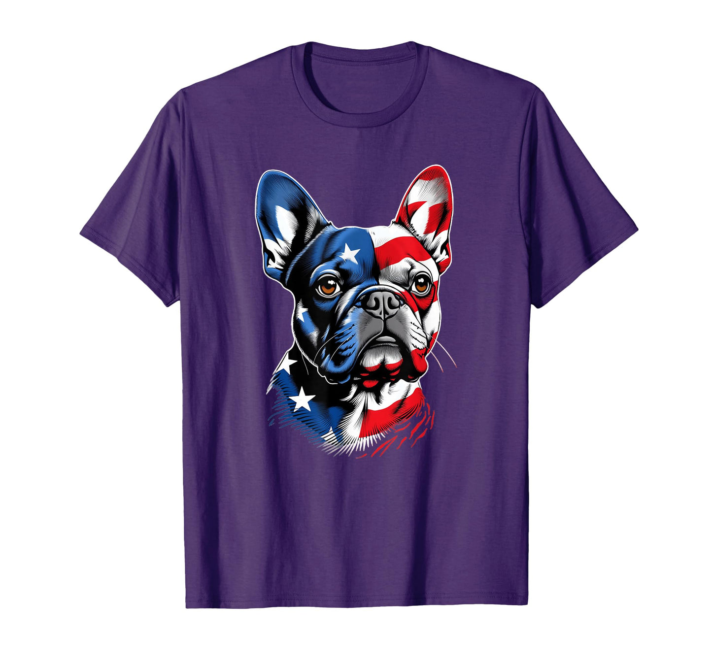 Cute French Bulldog Funny Dog USA American Flag 4th Of July T-Shirt