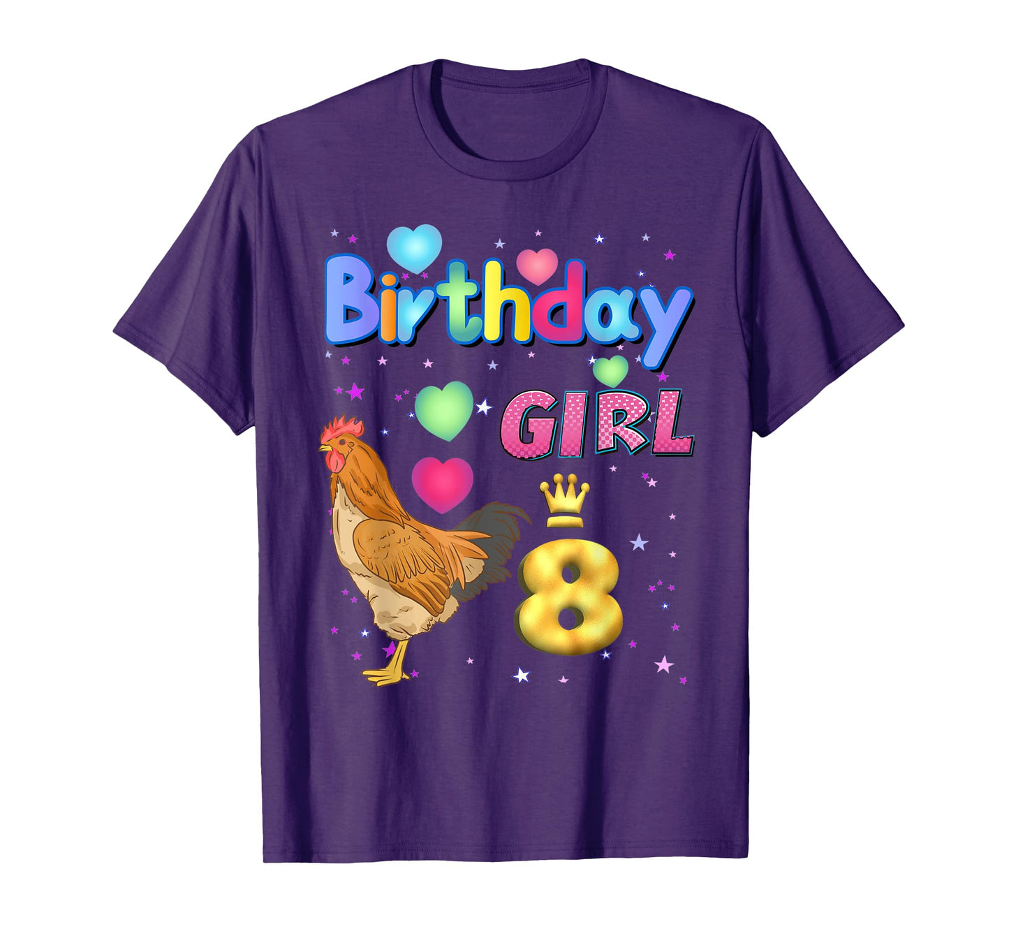 Kids 8Years Old Chicken Its my 8th birthday Girl Chicken T-Shirt