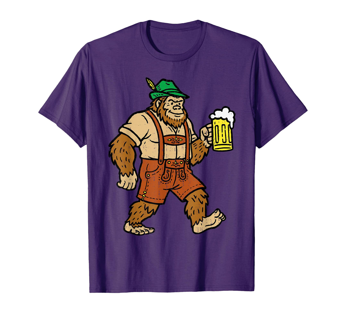 Oktoberfest German Bigfoot Sasquatch Beer Lederhose Mens T-Shirt