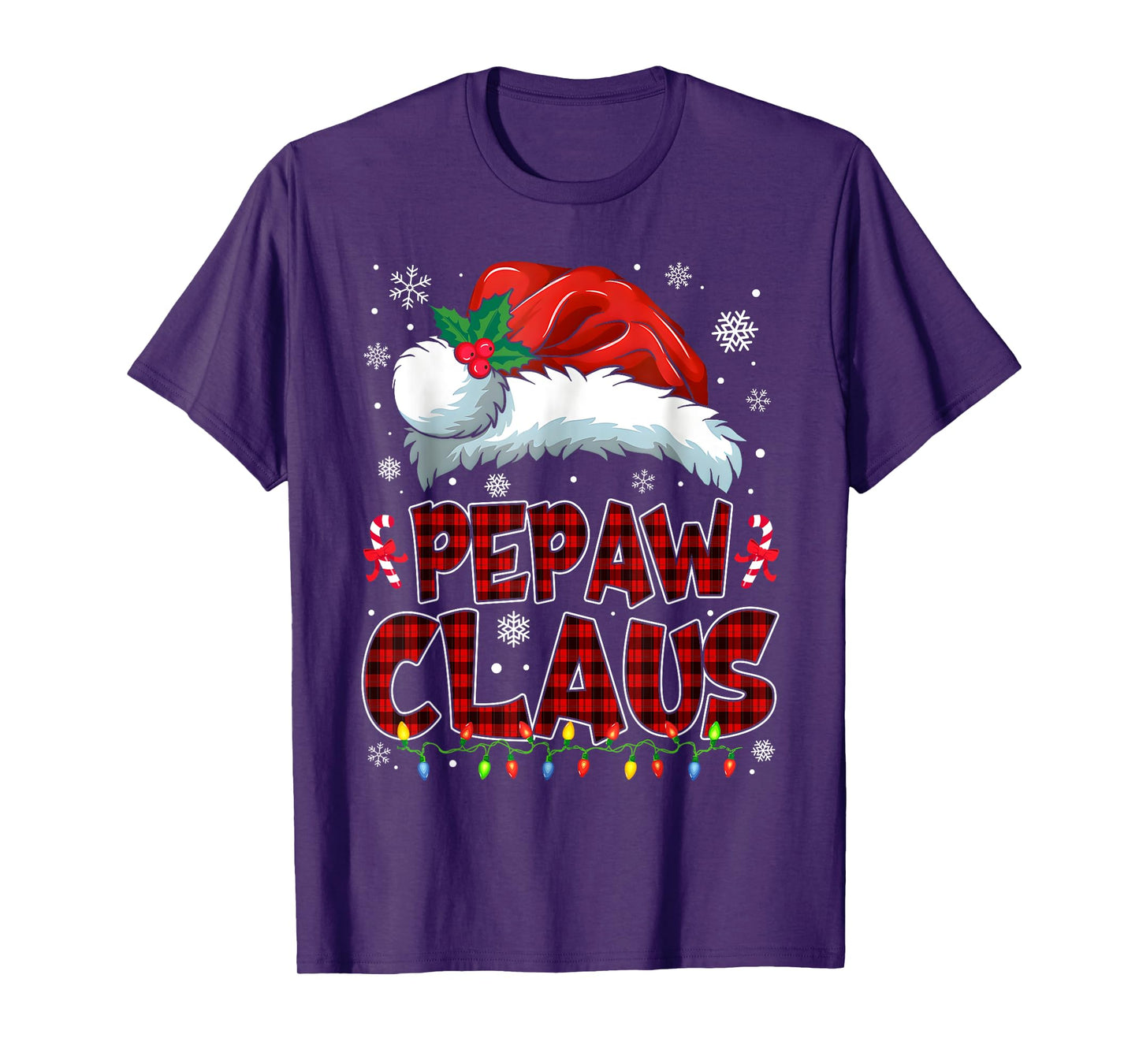 Pepaw Claus Christmas Lights Pajama Family Group Matching T-Shirt