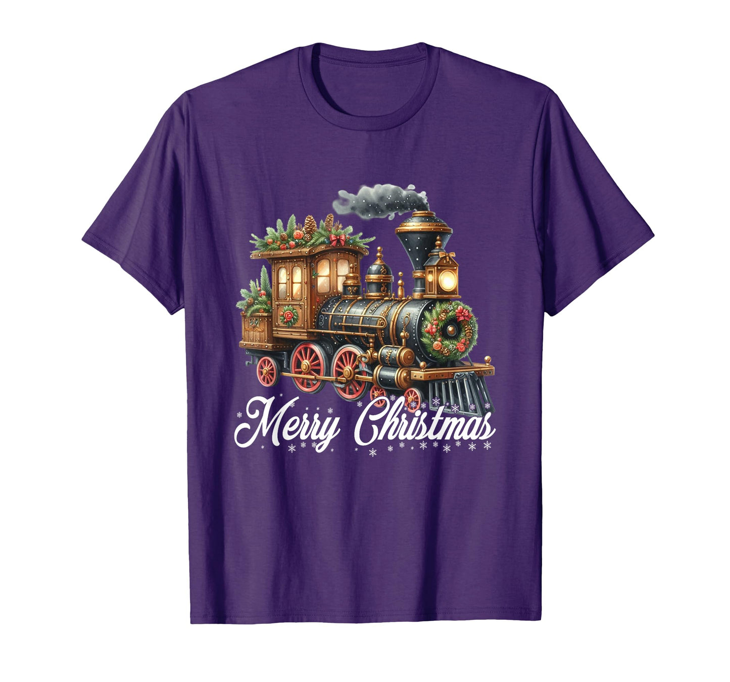 Merry Christmas Steam Train Locomotive Family Pajamas T-Shirt