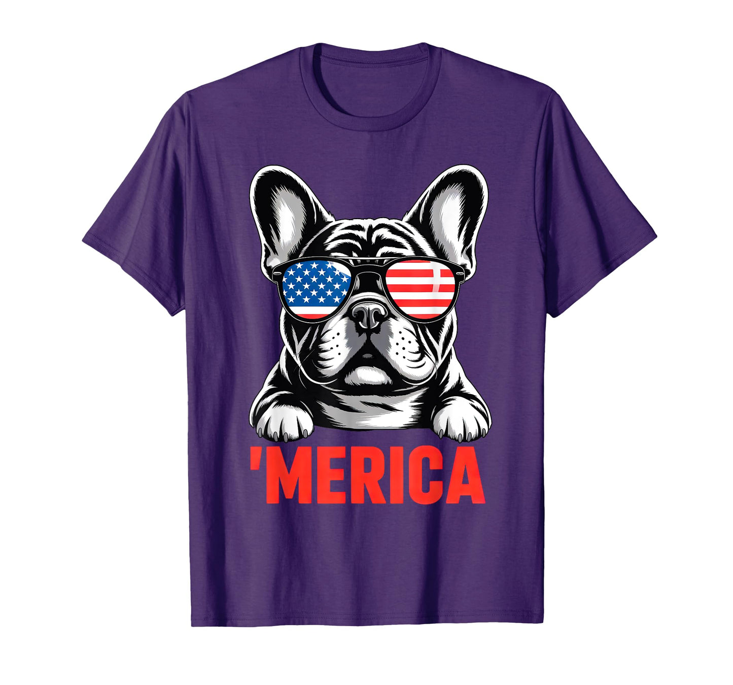 Merica French Bulldog American Flag 4th of July Frenchie Men Women Girls Kids T-Shirt