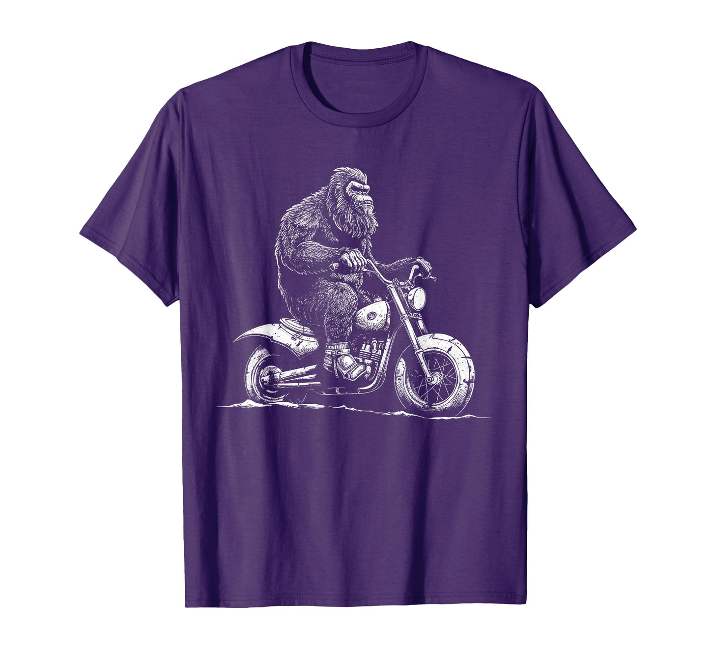Bigfoot Riding A Motorcycle Bike Funny Sasquatch Men Women T-Shirt
