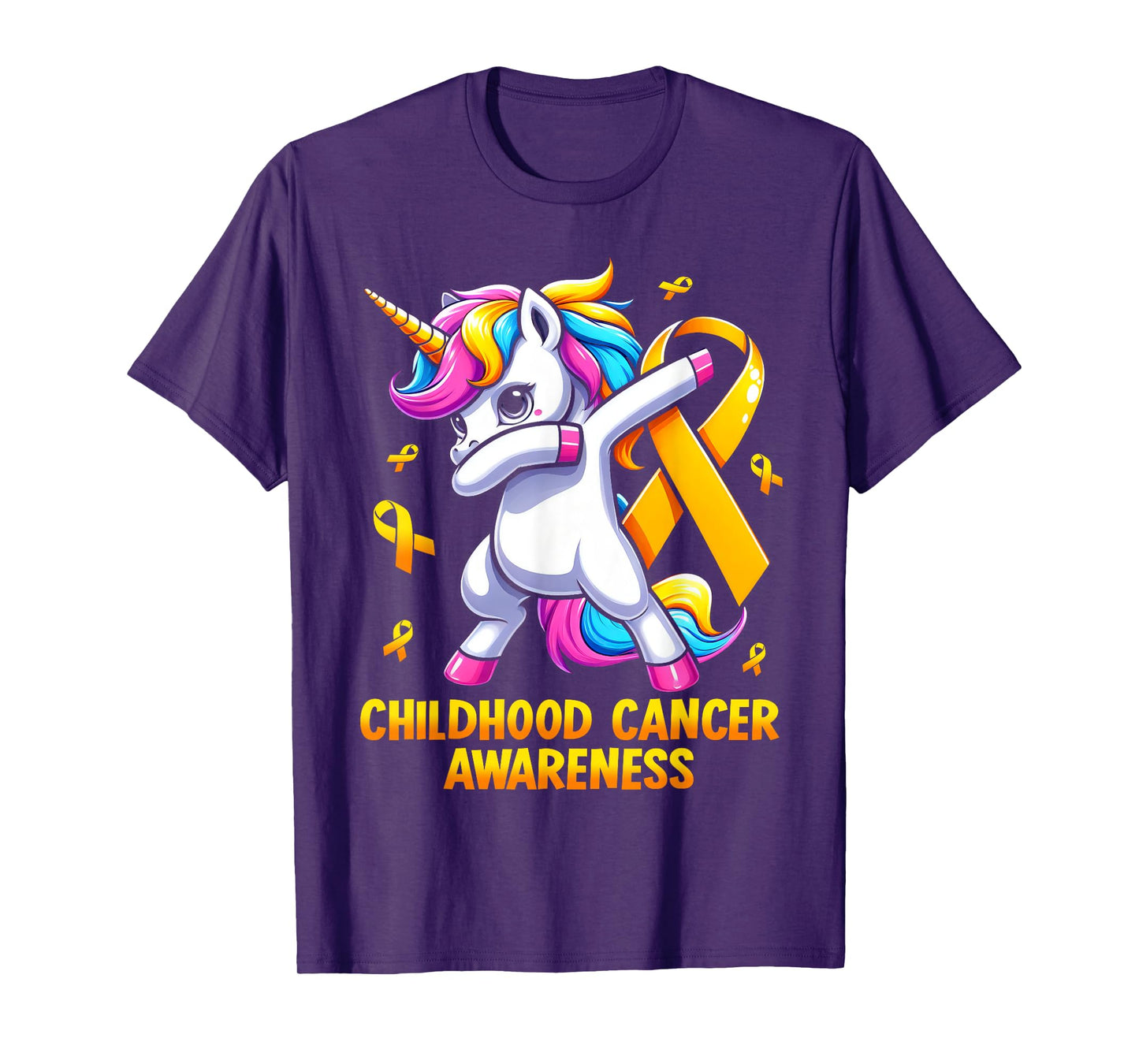 Unicorn Gold Ribbon Girls Childhood Cancer Awareness T-Shirt