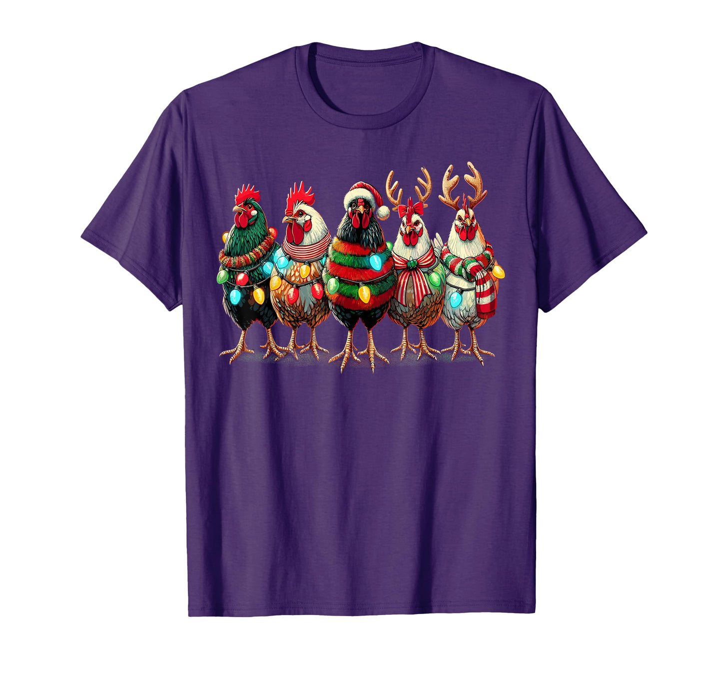 Chicken Lover Christmas Lights Farm Animal Cute Xmas T-Shirt