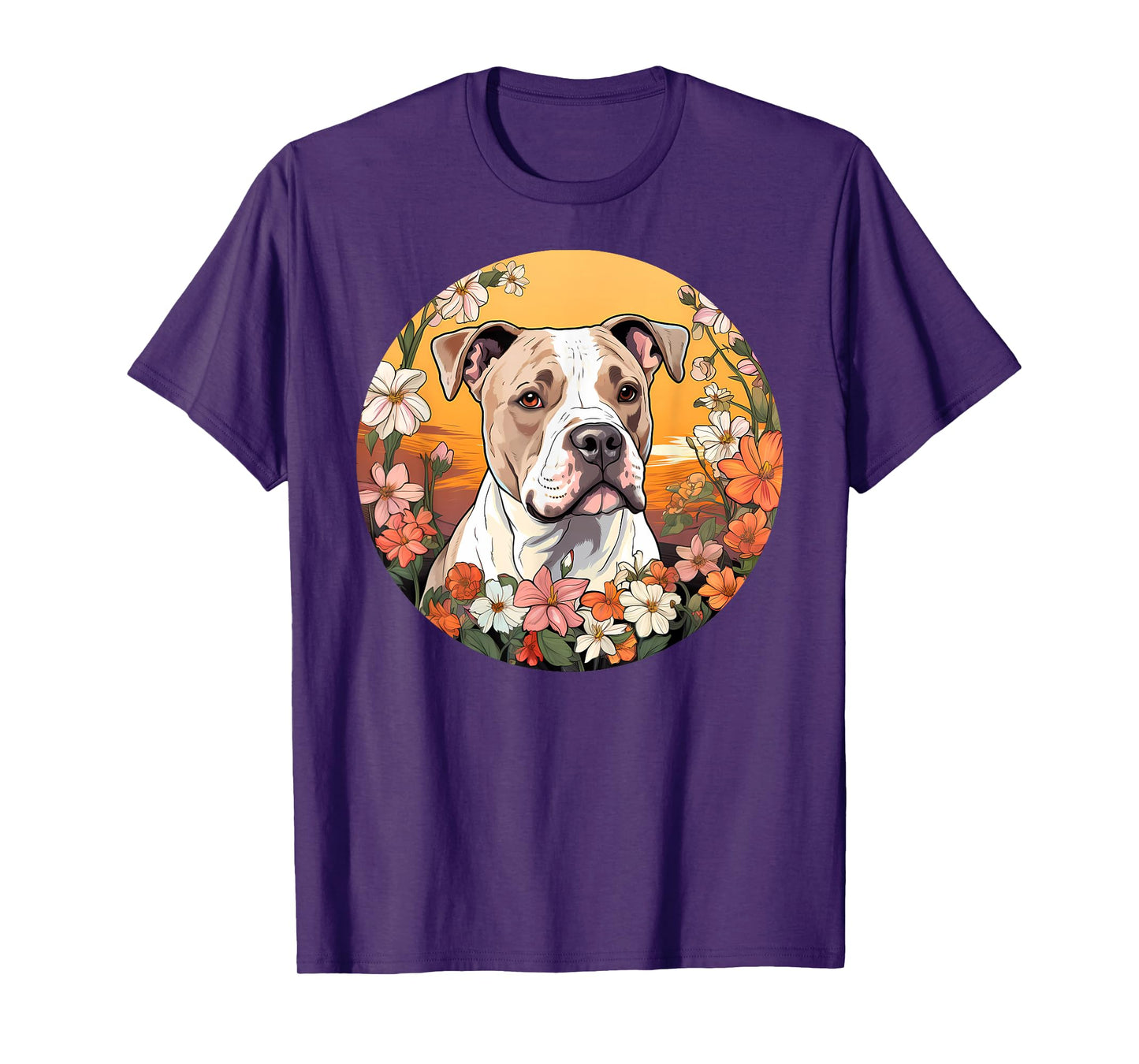 Cute American Bulldog Mountain Flower Meadow Dog Mom T-Shirt for Men Women Kids