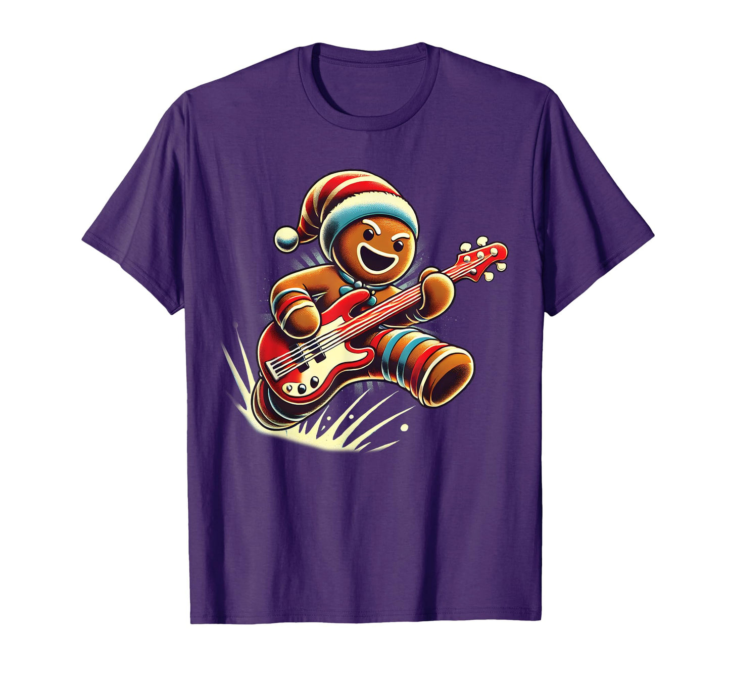 Gingerbread Playing Guitar Christmas Musician Guitarist T-Shirt