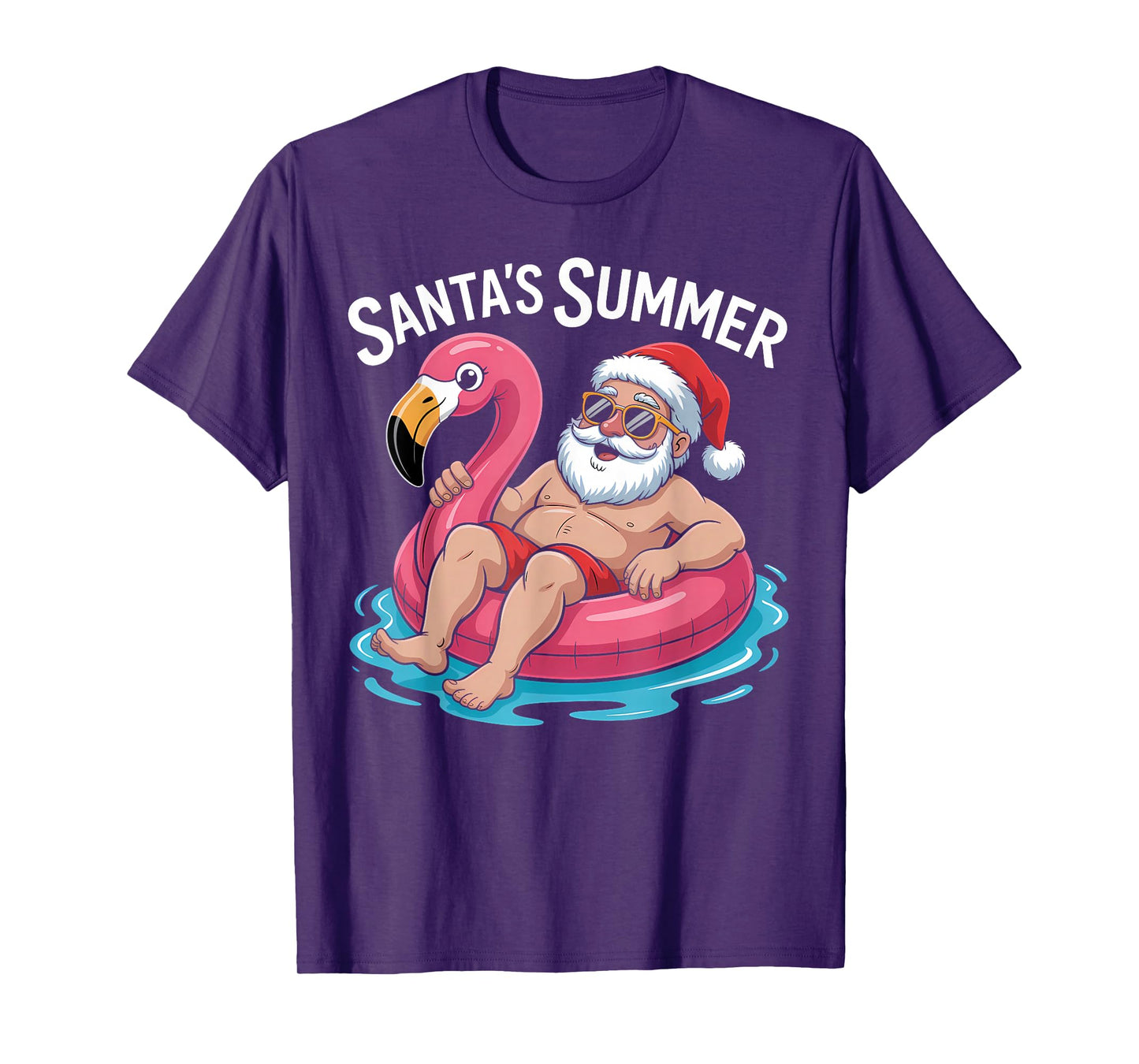 Christmas In July Santa Flamingo Summer Xmas Boys Kids T-Shirt