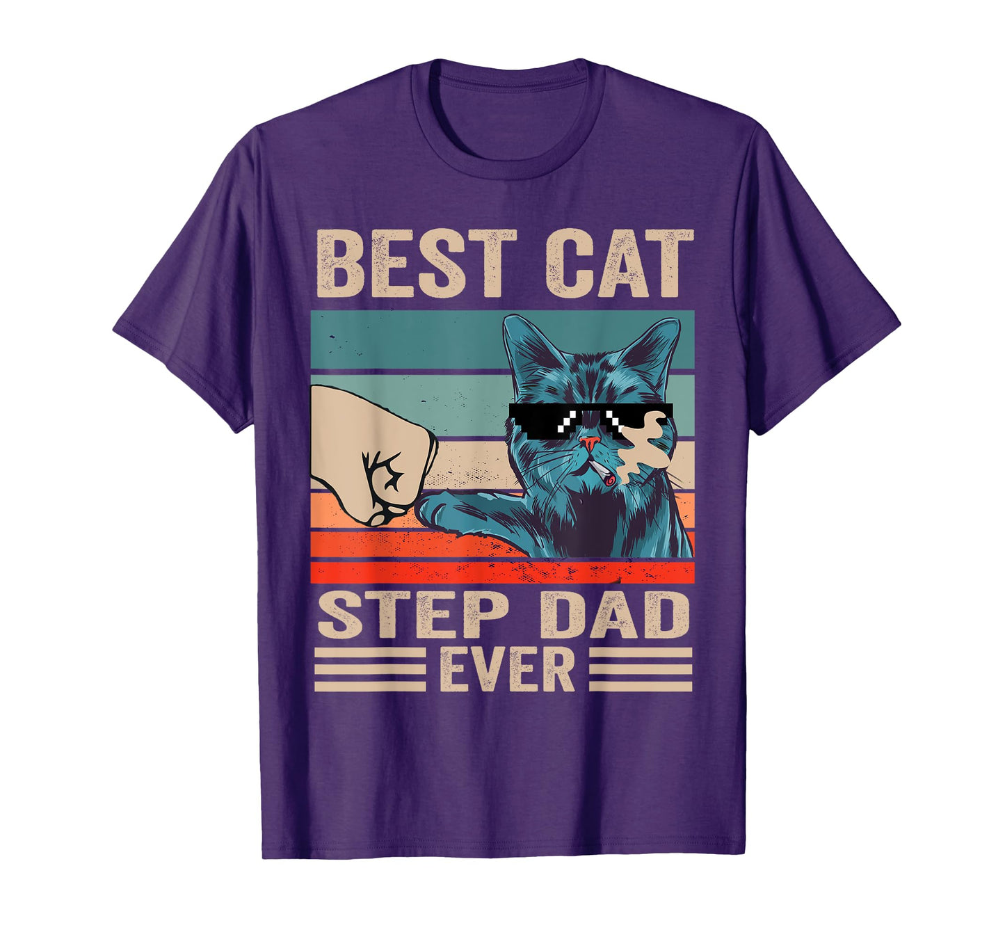Vintage Best Cat step dad Ever bump fist father's day Gifts T-Shirt