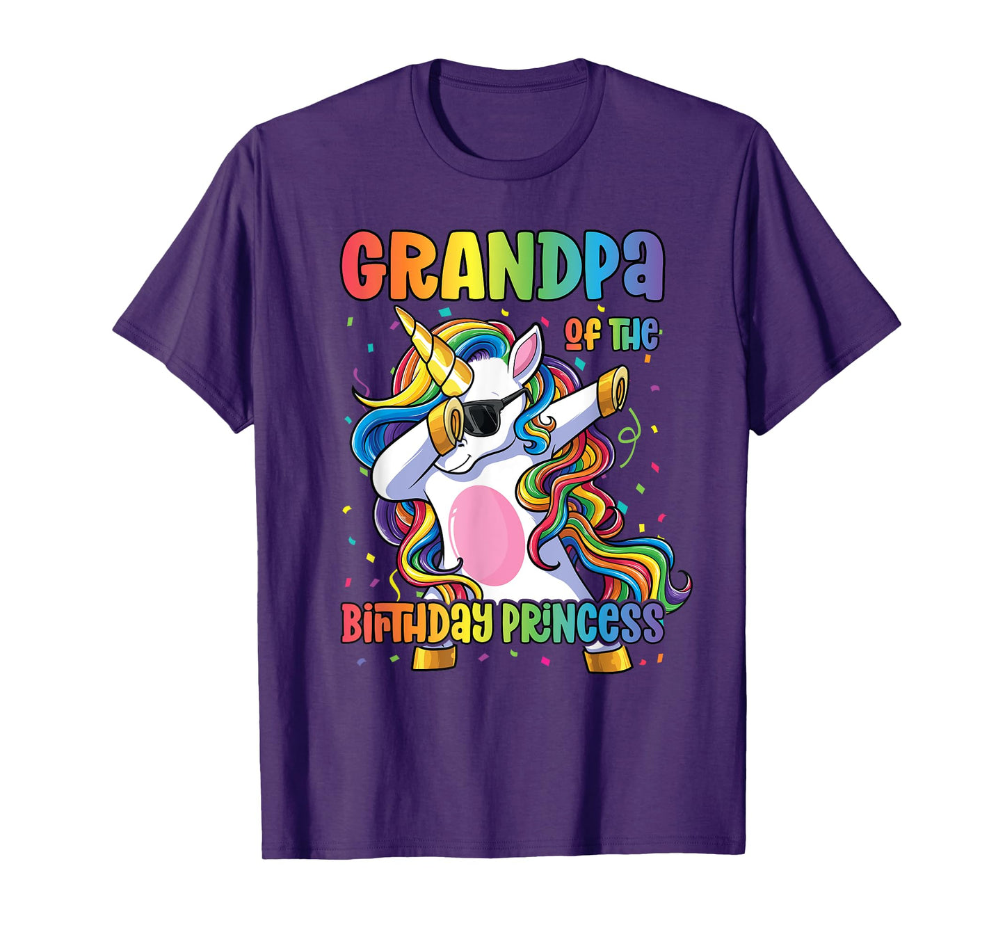 Grandpa of the Birthday Princess Shirt Girl Dabbing Unicorn T-Shirt