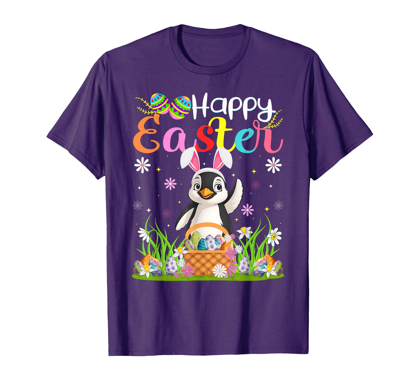 Penguin Happy Easter Egg Hunt Bunny Ear Penguin Easter T-Shirt