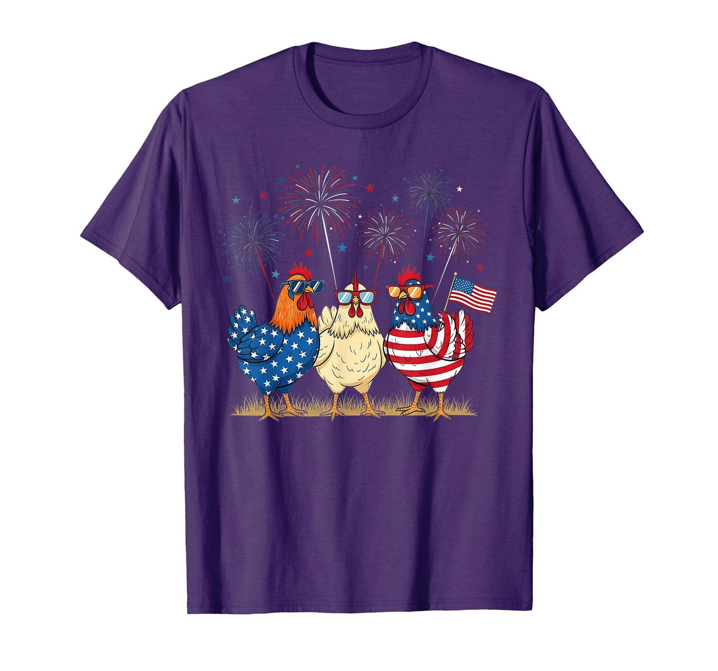 Patriotic Chicken Squad July 4th Humor American Flag Women T-Shirt