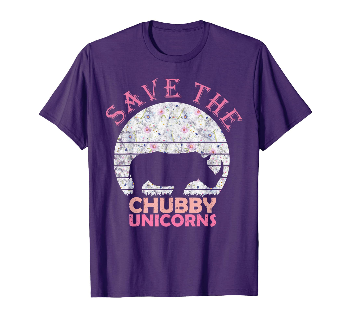 Floral Rhino gift for Girls Women - Save The Chubby Unicorns T-Shirt