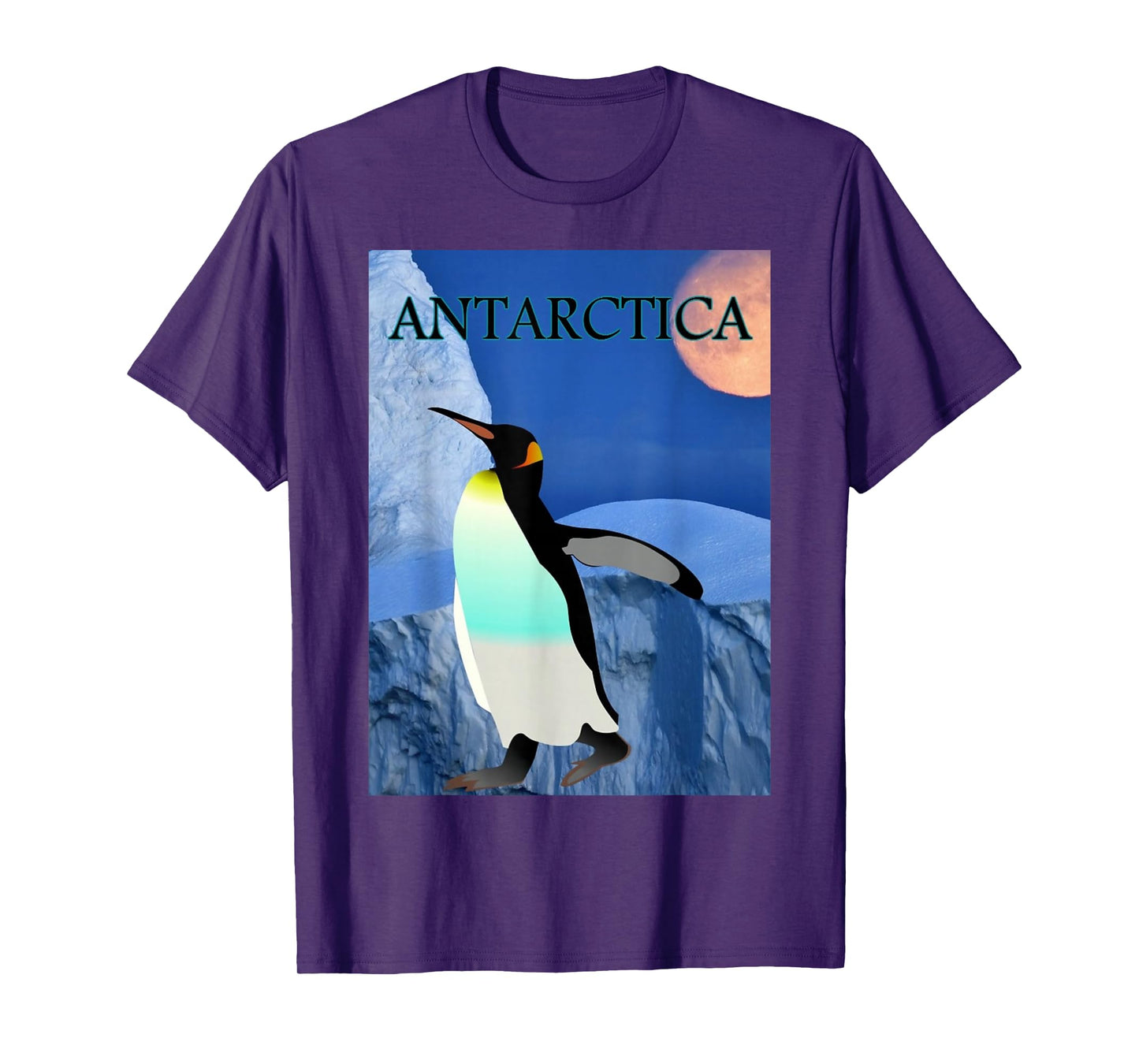 Antarctica Glacier with Penguin and Chill Out Moon T Shirt T-Shirt