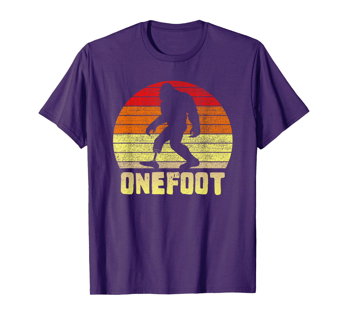 Onefoot Leg Amputee Recovery | One Foot Bigfoot Funny Sunset T-Shirt