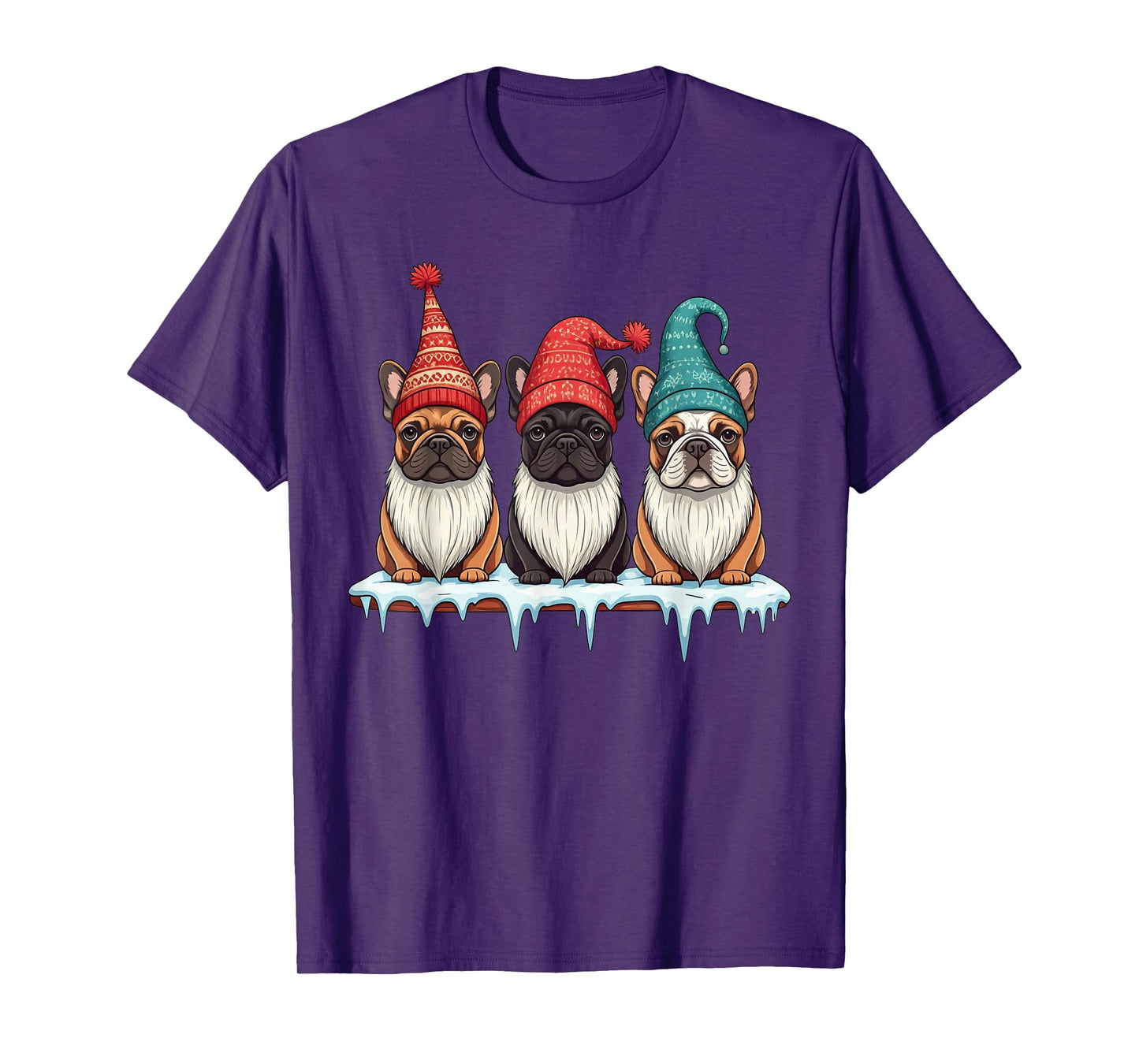 Funny French Bulldog Gnomies Christmas Gnome Womens Mens T-Shirt