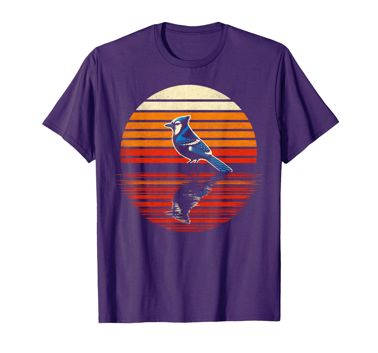 Blue Jay Bird Sunset Retro Style Safari Vintage 70s T-Shirt