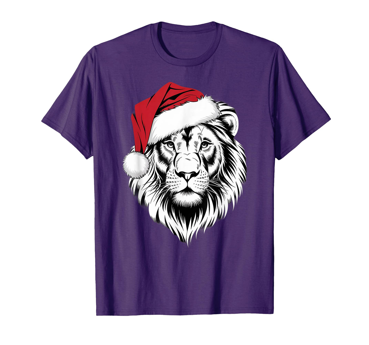 Joyful Lion Santa on Lion Christmas T-Shirt