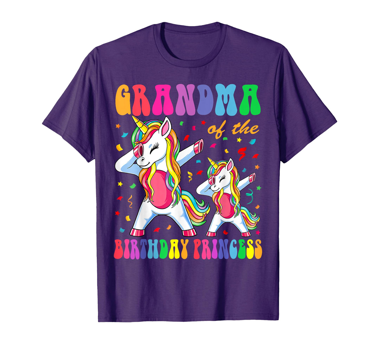 Grandma of the Birthday Princess Girl Dabbing Unicorn Family T-Shirt