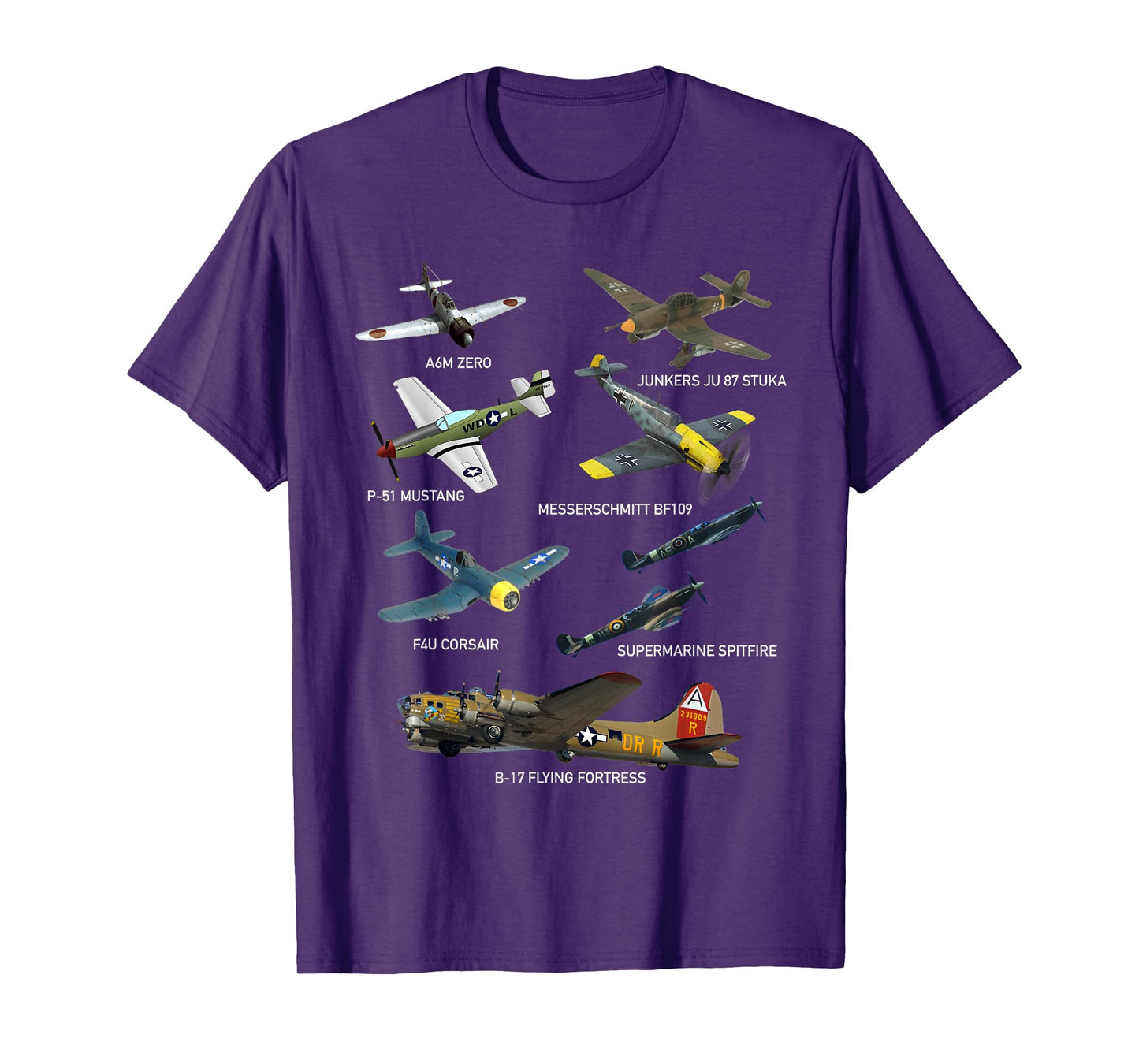 WW2 Planes Warbirds P51 Mustang Spitfire Messerschmitt T-Shirt