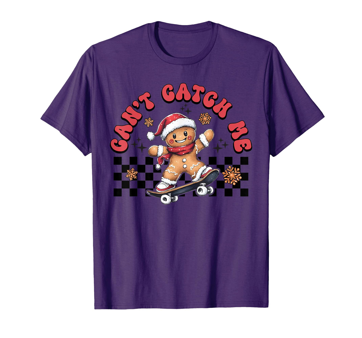Retro Groovy Can't Catch Me Christmas Gingerbread Man Kids T-Shirt