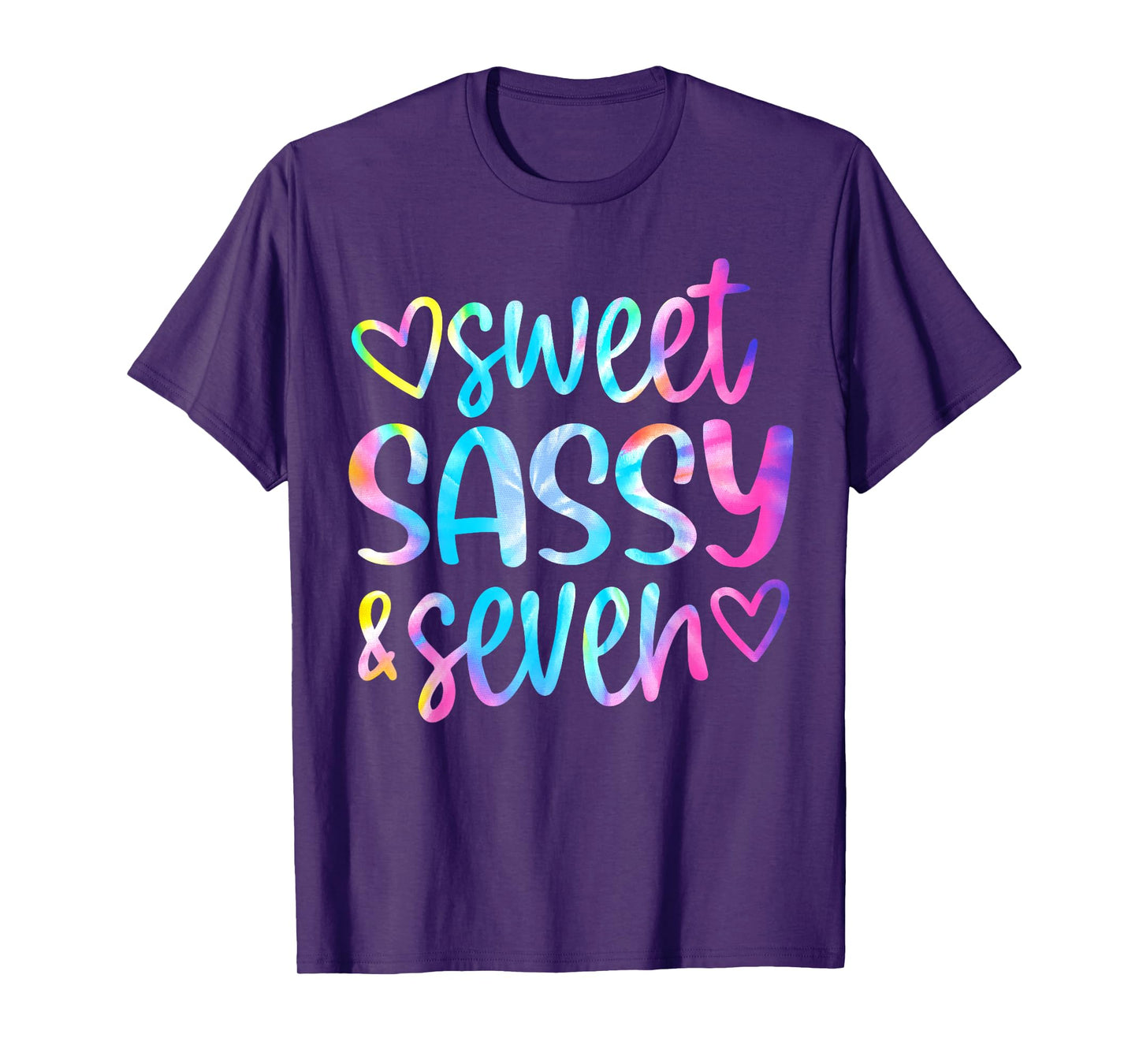 Sweet Sassy and Seven Girls Birthday Tie Dye 7 Year Old Kids T-Shirt