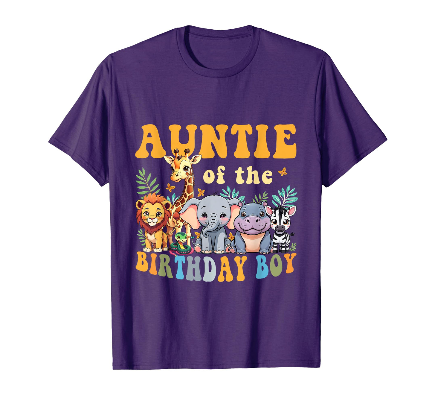 Auntie of the Birthday Boy Kid Safari Jungle Animal Matching T-Shirt
