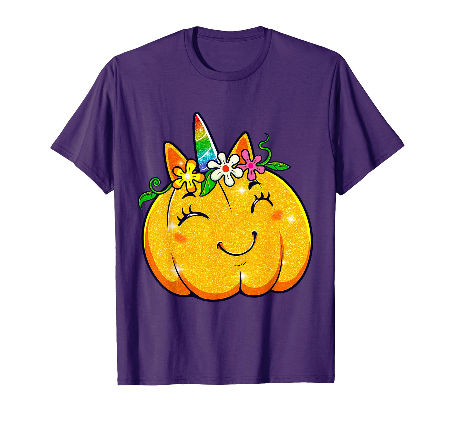 Unicorn Pumpkin Halloween Girl Cute Thanksgiving Girls T-Shirt
