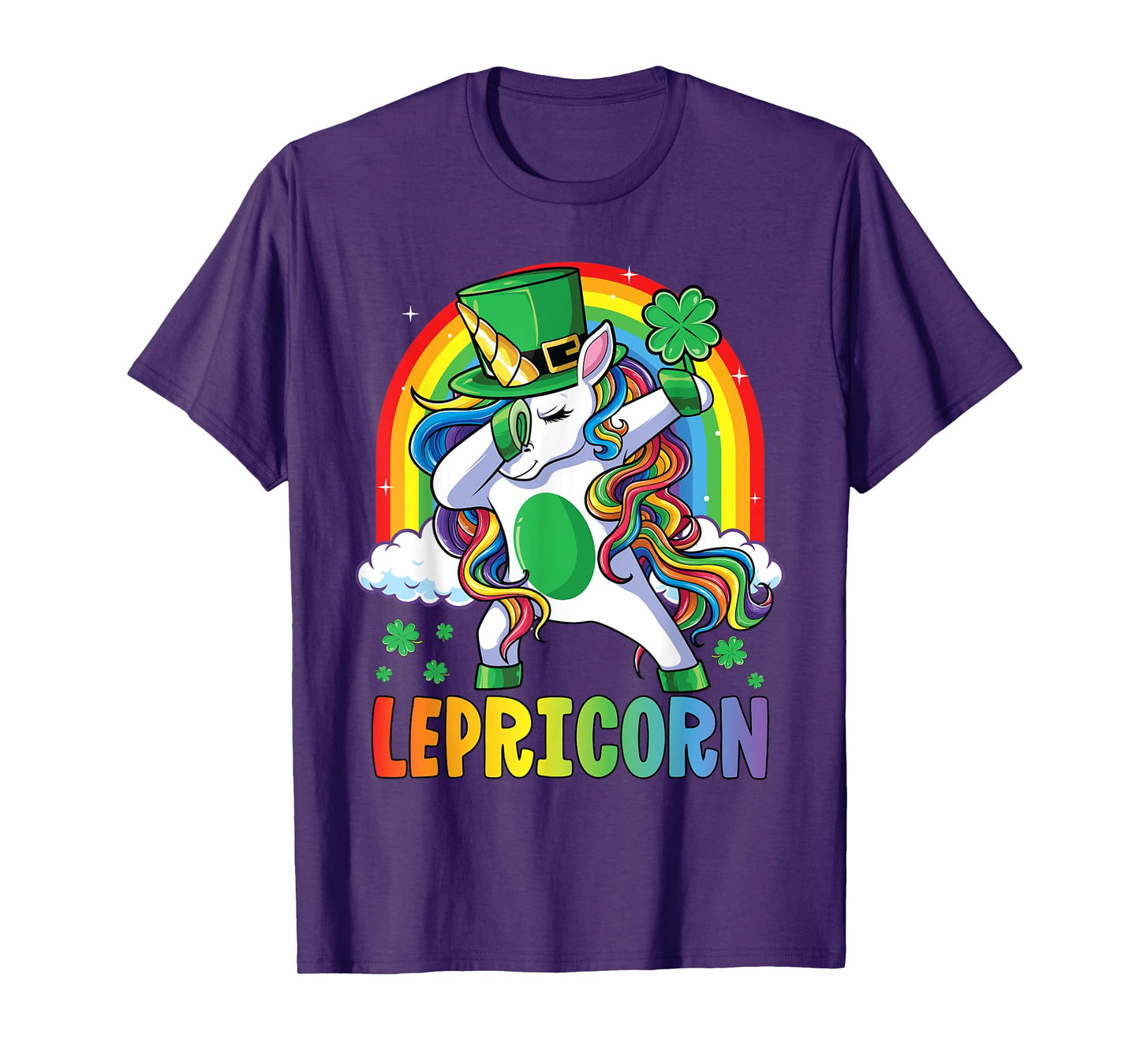 St Patricks Day Girls Dabbing Unicorn Leprechaun Lepricorn T-Shirt