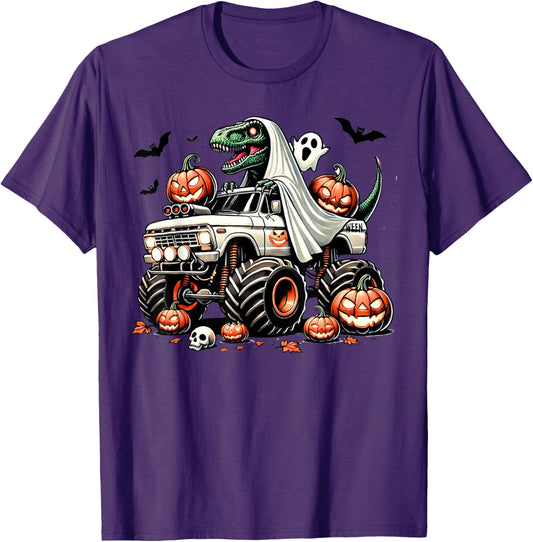 Orange Purple Boys Halloween Shirt Ghost Kids Spooky Toddler T-Shirt