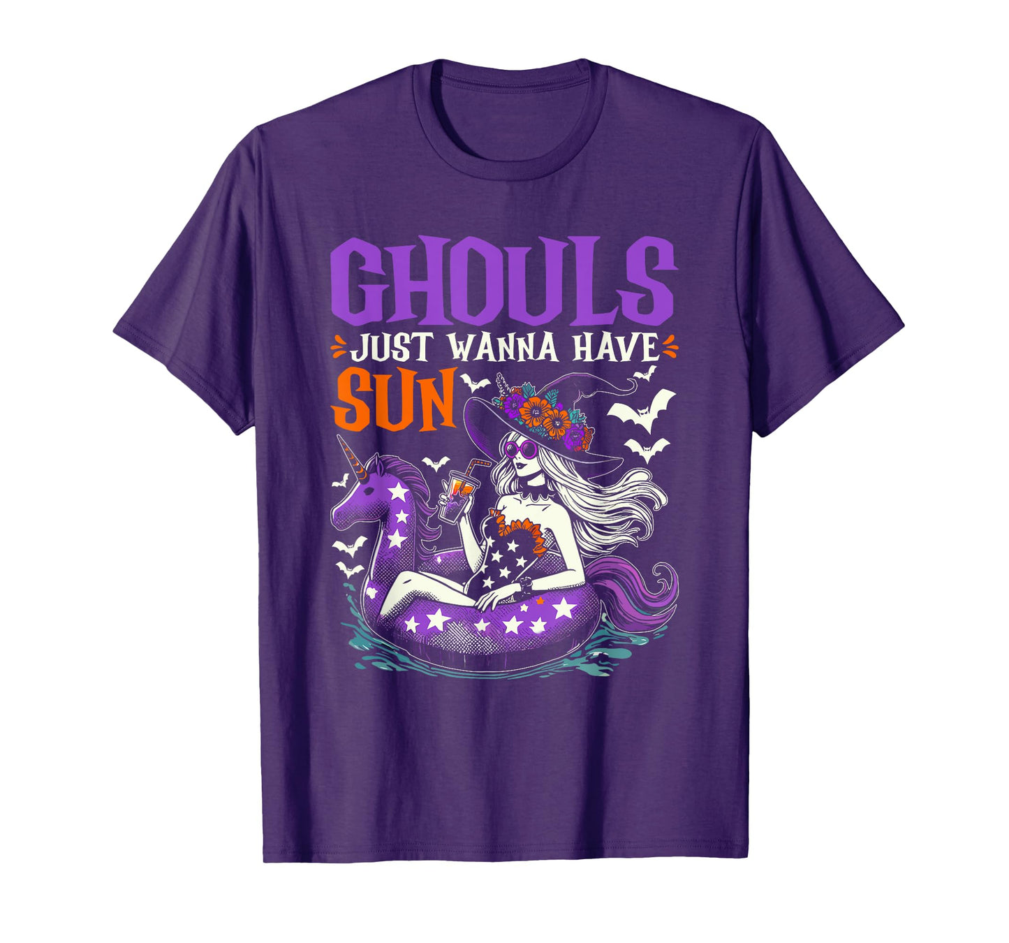 Summerween Summer Halloween Unicorn Float Witch Ghoul T-Shirt