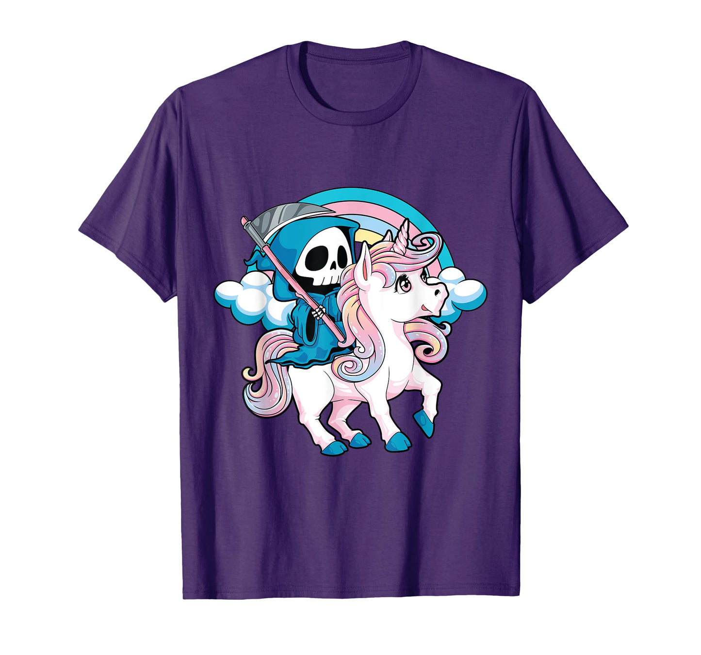 Kawaii Pastel Goth Cute Creepy Halloween Unicorn Grim Reaper T-Shirt