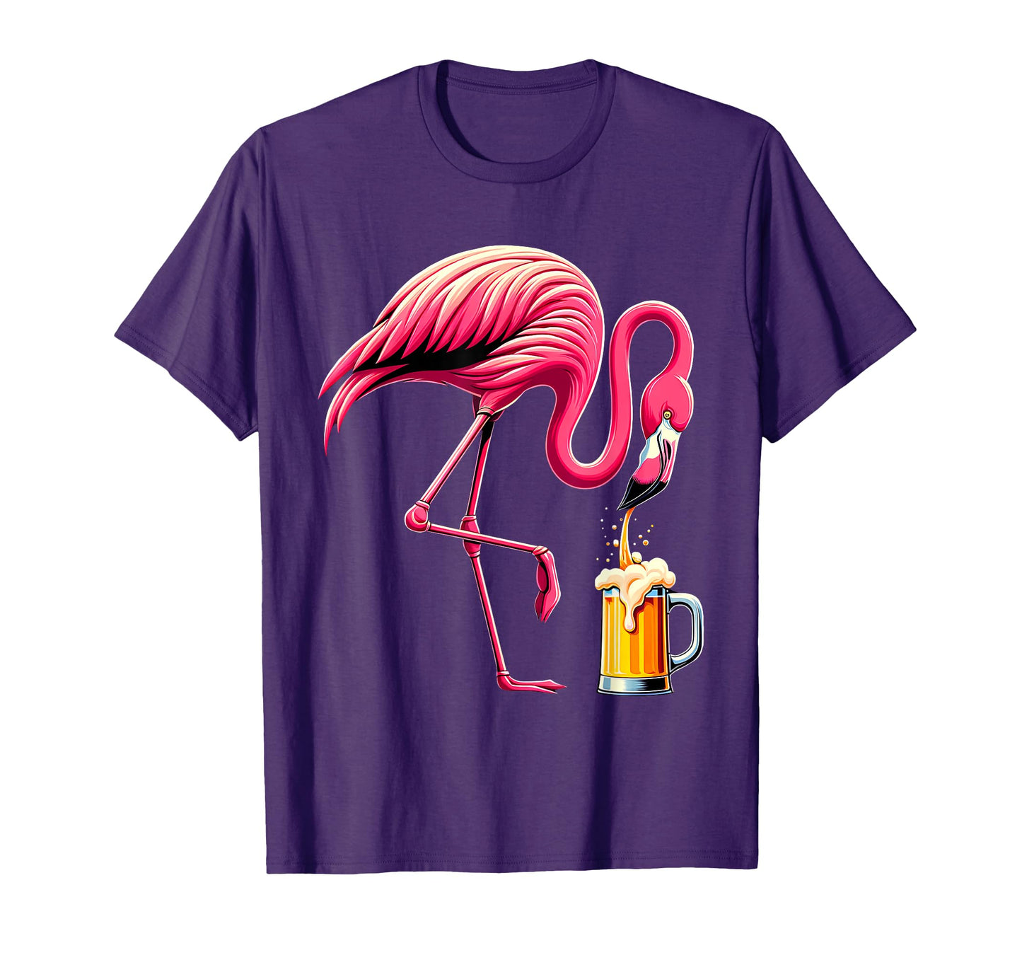Funny Flamingo Drinking Beer Party Flamingo Lover Womens T-Shirt