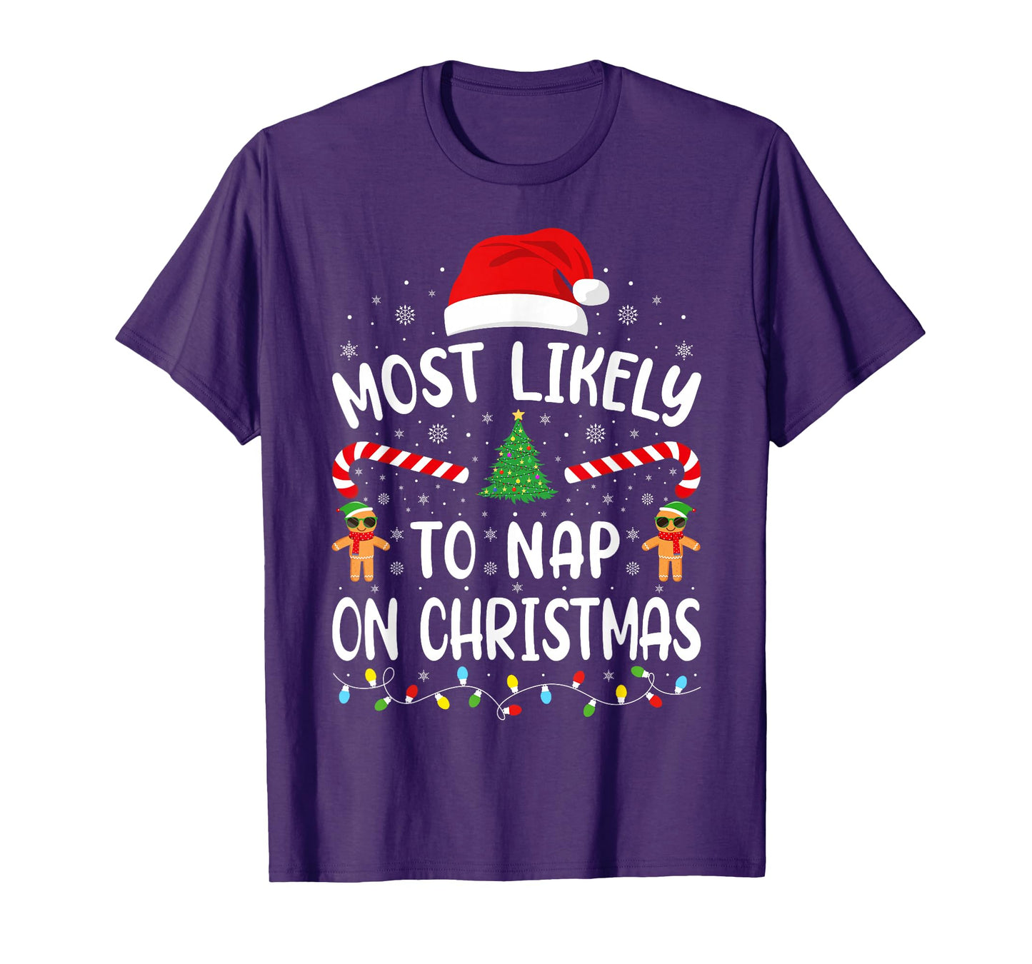 Most Likely to Nap On Christmas Family Matching Xmas Tree T-Shirt