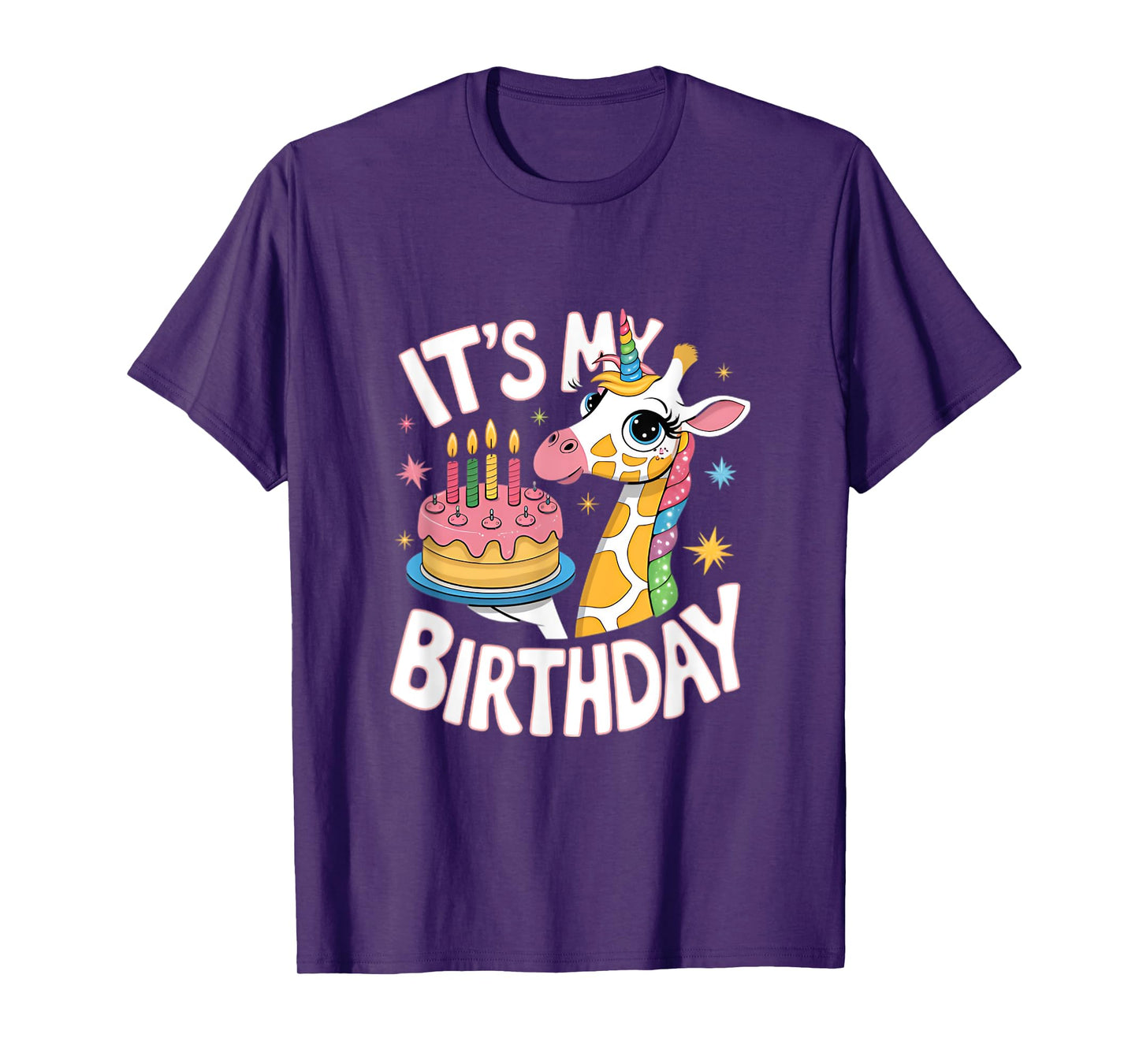 It's My Birthday Cute Giraffe Unicorn Kids Girls Birthday T-Shirt