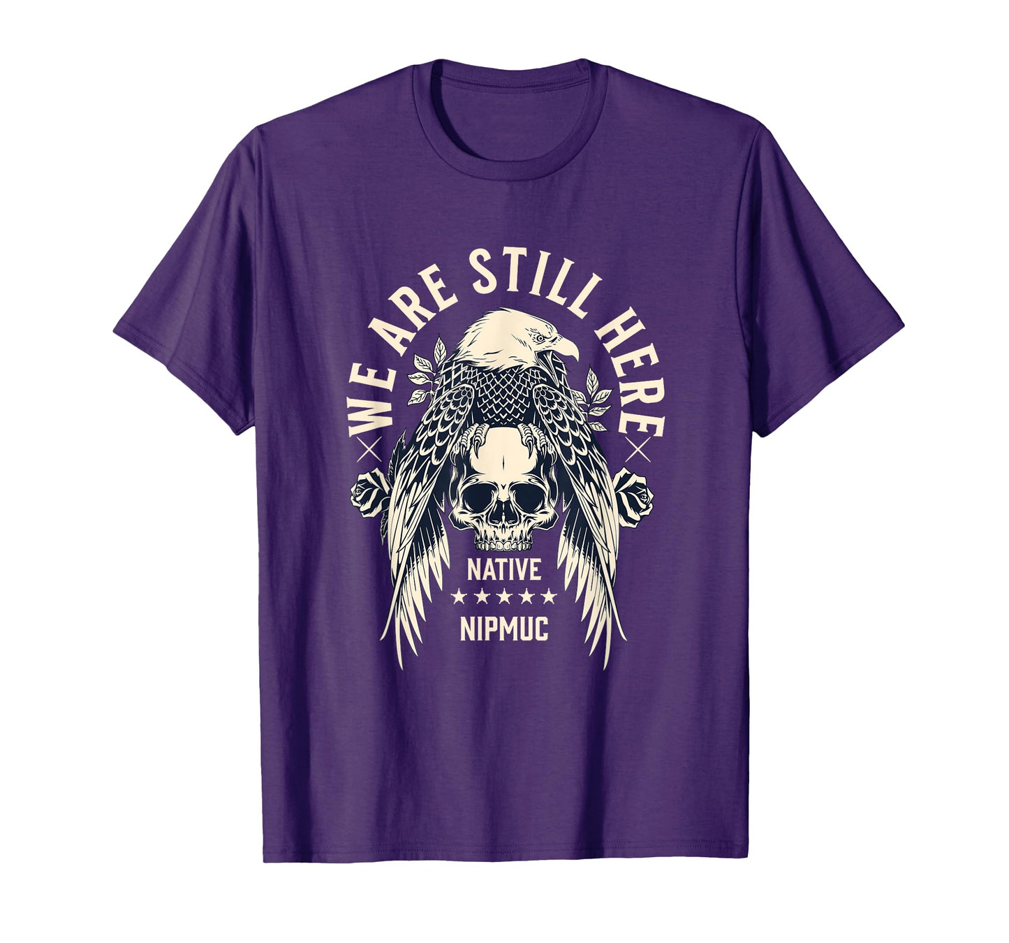 Nipmuc Tribe We Are Here Native Indian Skull Eagle T-Shirt