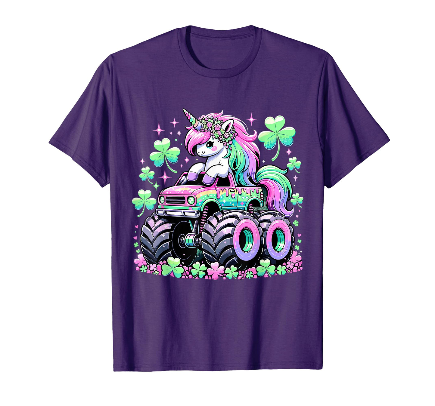 St Patricks Day Girl Monster Truck Unicorn St Patricks Day T-Shirt