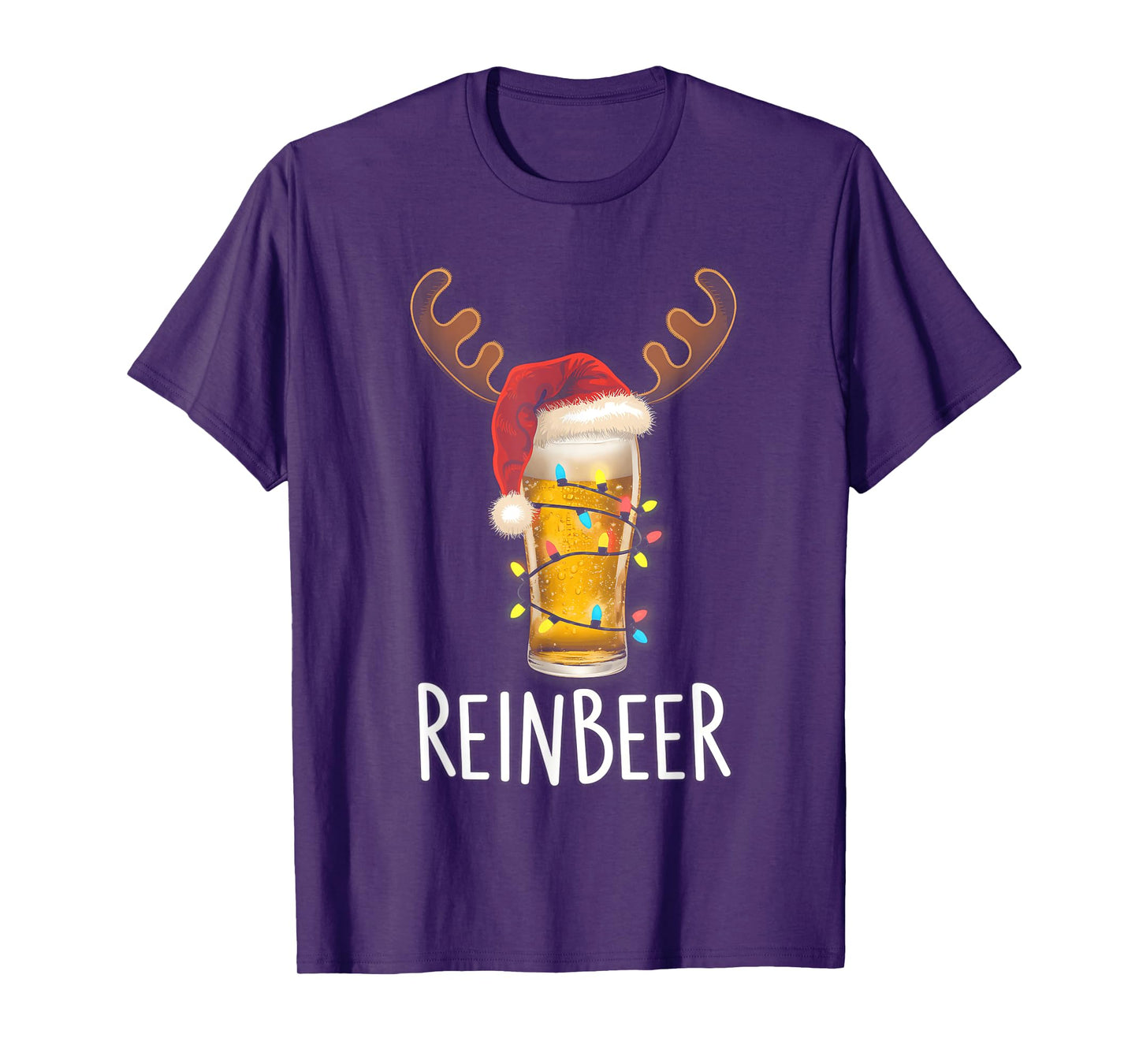 Winedeer Reinbeer Santa Hat Reindeer Couple Xmas Matching T-Shirt