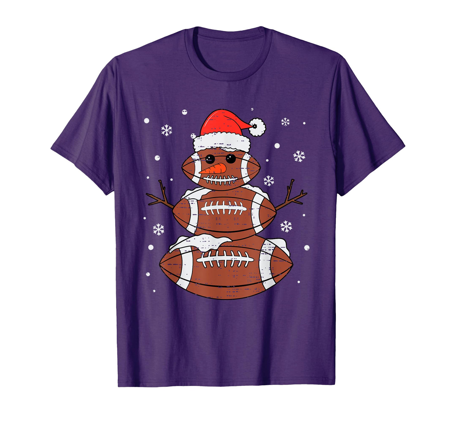 Christmas Football Snowman Hat Santa Xmas Sport Men Boy Kids T-Shirt