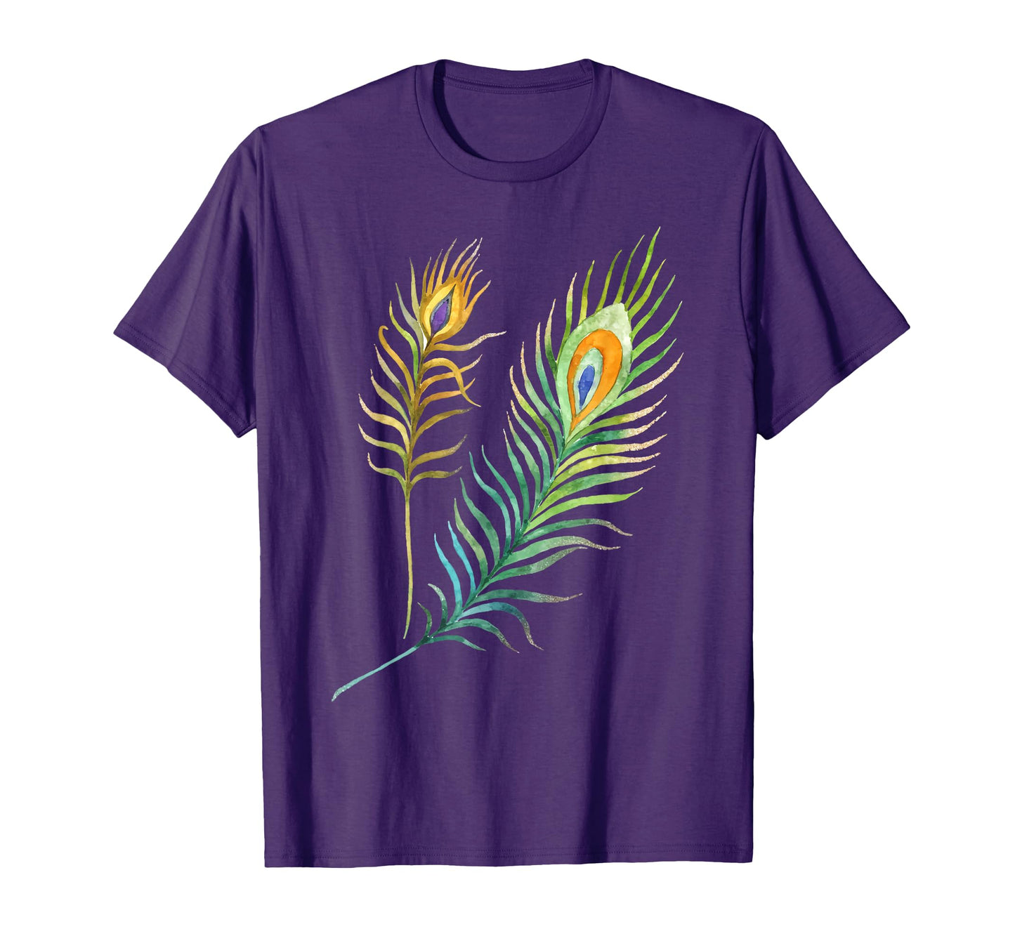 Peacock Feathers Indian Peafowl Bird Lover Watercolor Funny T-Shirt