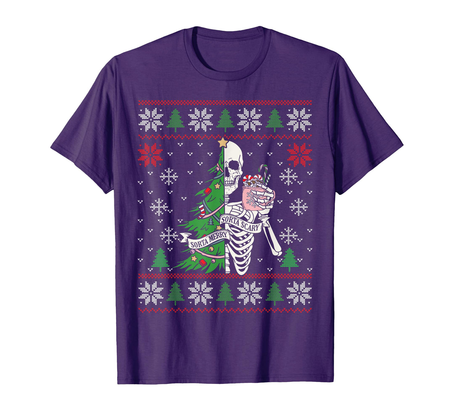 Christmas Vibes Xmas Skeleton Sorta Merry Sorta Scary Gothic T-Shirt
