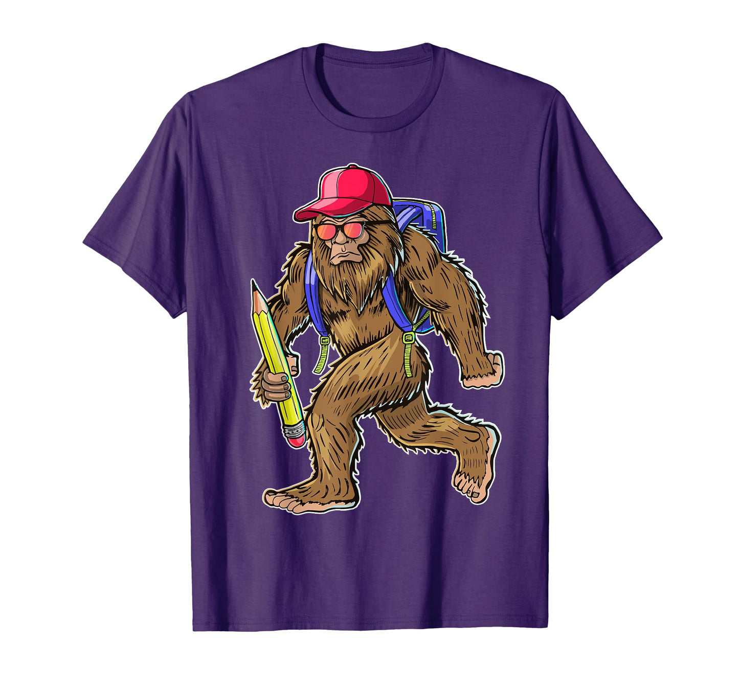 Funny Bigfoot Back to School Kid Bigfoot Backpack Boys T-Shirt