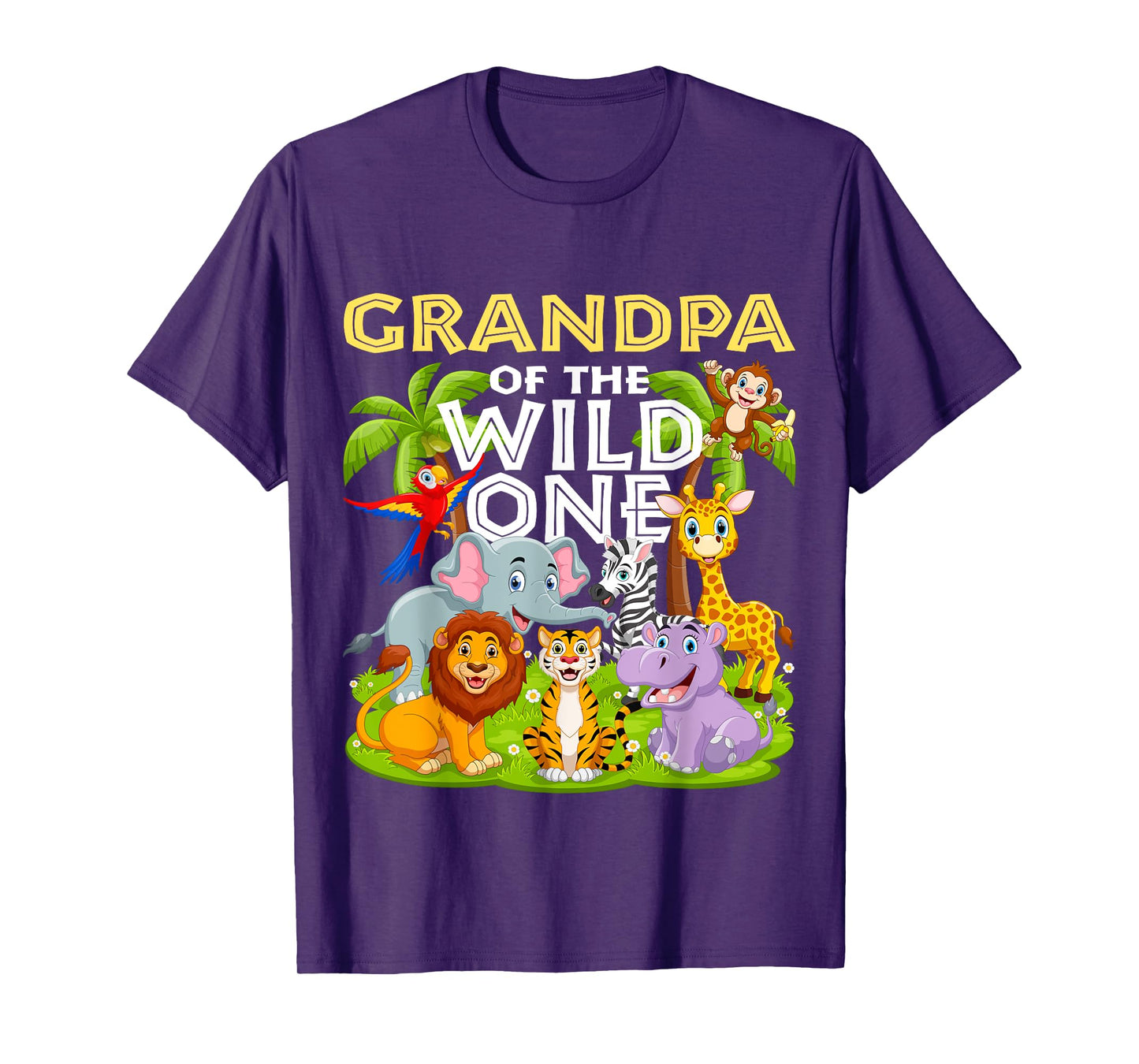 Grandpa Of The Wild One Birthday Zoo Animal Safari Jungle T-Shirt